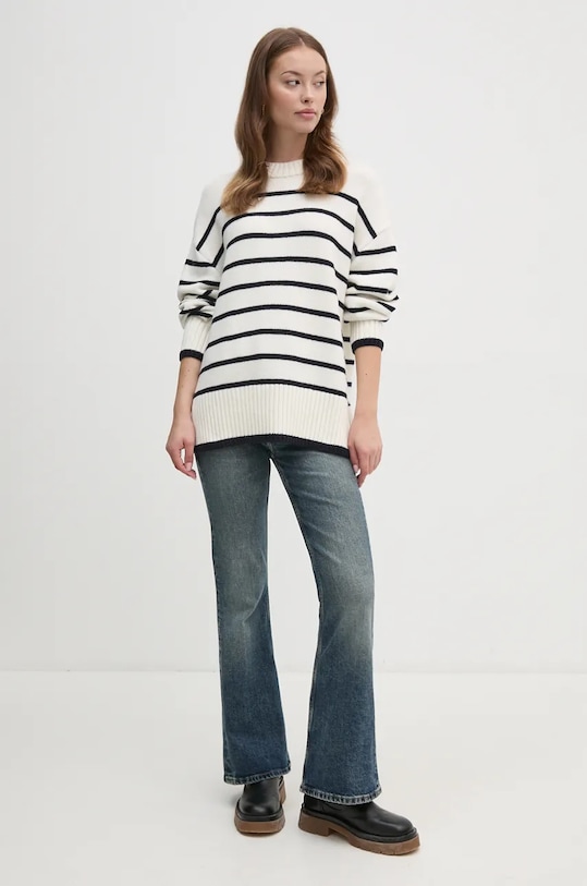 Barbour sweter z domieszką wełny LKN1580 beżowy AW24