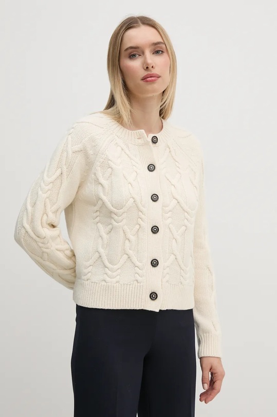 Barbour cardigan din lana uni bej LKN1558