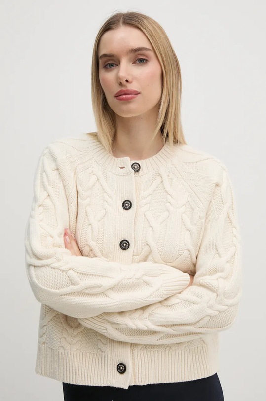 Barbour cardigan din lana bej LKN1558