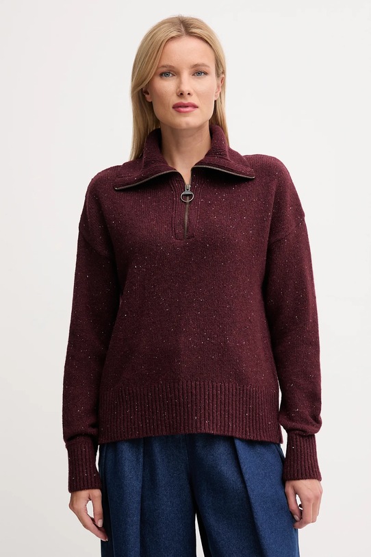 Μάλλινη μπλουζα Barbour μελανζέ μπορντό LKN1579