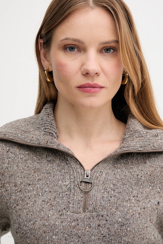 Пуловер с вълна Barbour сив LKN1579