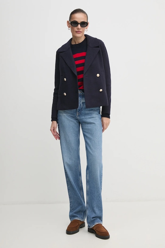 Barbour maglione in lana Barbour x Alexa Chung LKN1607 blu navy AW24