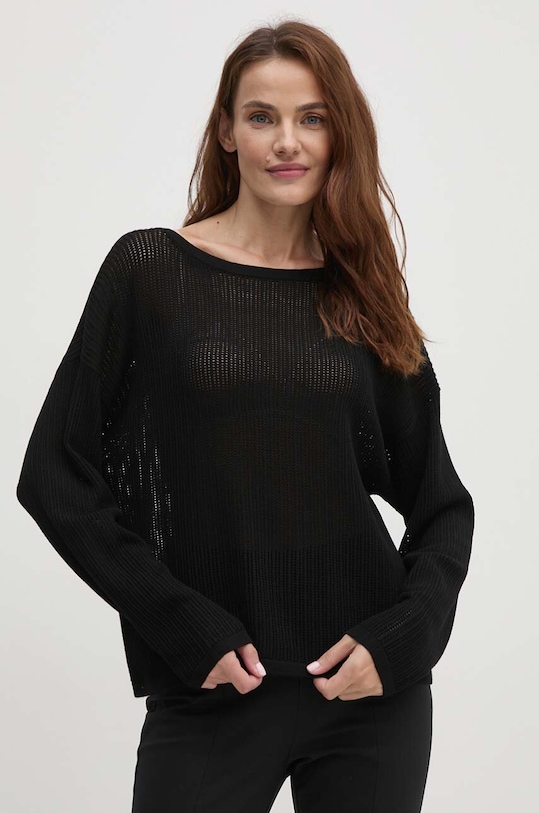 Sisley maglione a barchetta nero 17Q3M104X