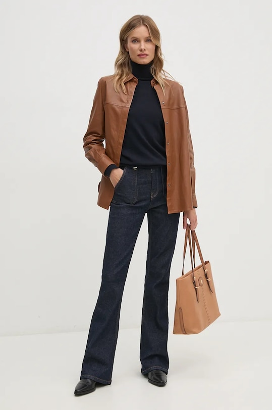 Svetr z vlněné směsi Sisley 102HM2174 námořnická modř NC25