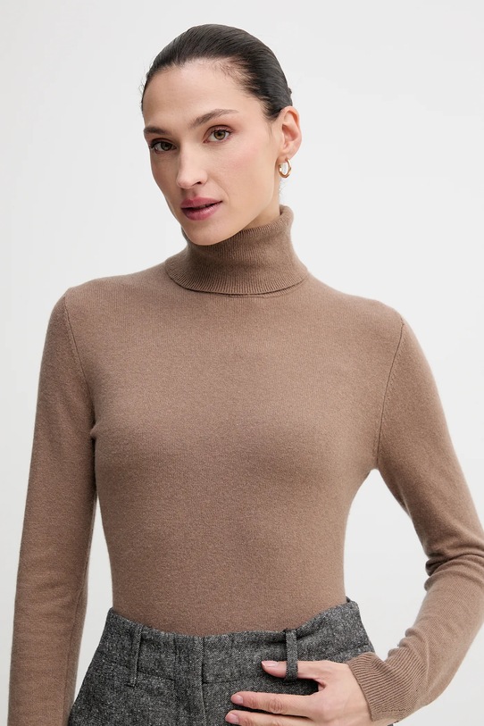 Sisley sweter z domieszką wełny brązowy 102HM2174