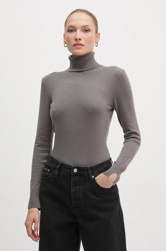 Sisley sweter z domieszką wełny z domieszką wełny szary 102HM2174