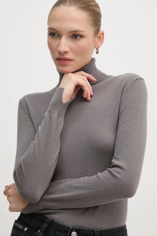 Sisley sweter z domieszką wełny szary 102HM2174