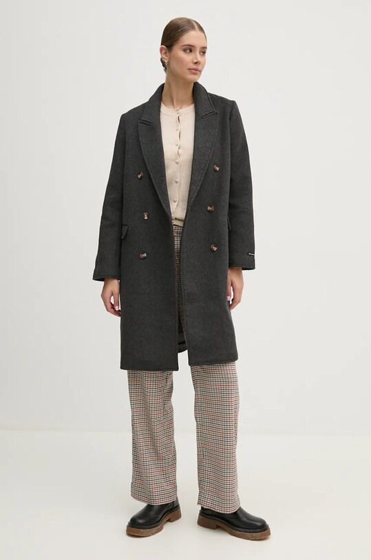 Ζακέτα από μίγμα μαλλιού Sisley 102HM5237 μπεζ AW24
