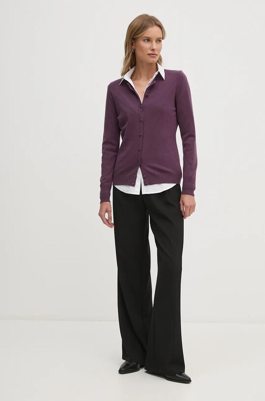 Kardigan s primjesom vune Sisley 102HM5237 ljubičasta AW25