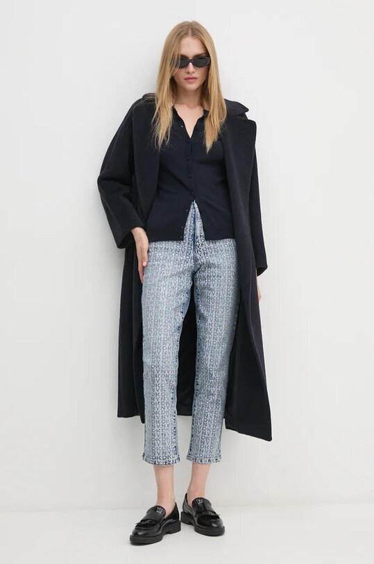 Sisley kardigan z domieszką wełny 102HM5237 granatowy AW25