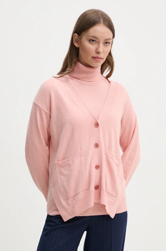 Sisley cardigan din amestec de casmir uni portocaliu 102HM601Z