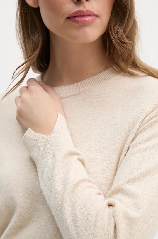 Sisley sweter z domieszką wełny 102HM100F beżowy