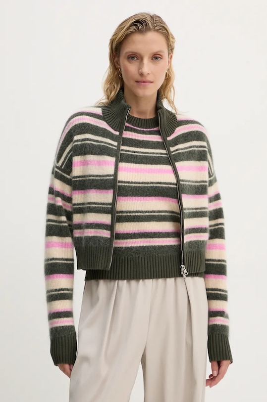 Samsoe Samsoe kardigan wełniany JEANNE zielony F23300143