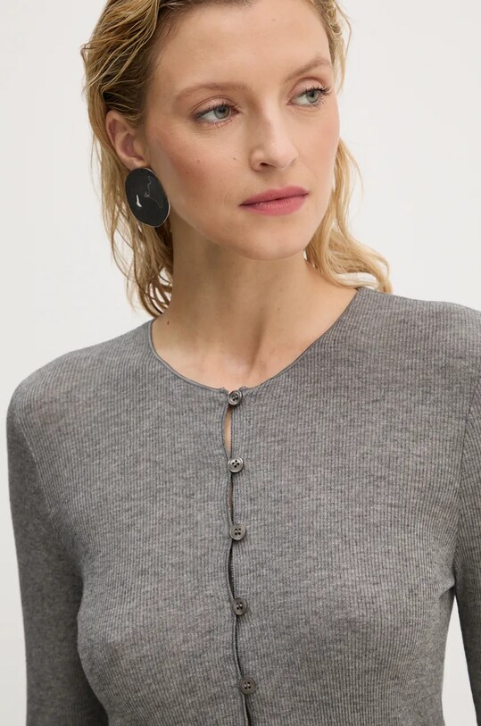 Кардиган з домішкою вовни Samsoe Samsoe SASONNET з додаванням вовни сірий F24300033