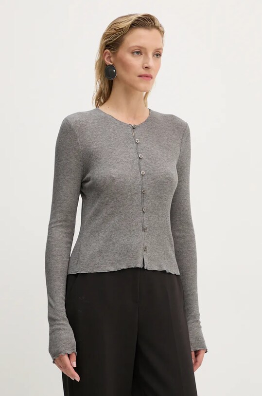 Кардиган з домішкою вовни Samsoe Samsoe SASONNET сірий F24300033