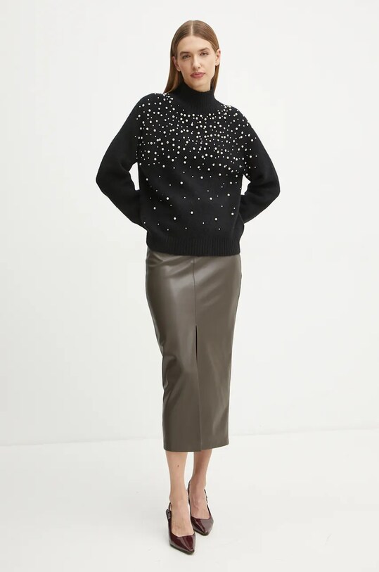 Marciano by Guess gyapjú pulóver SIBILLA 4BGR14.5786Z fekete AW24