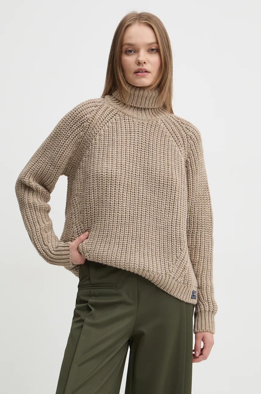 Superdry pulover din amestec de lana grosime medie bej W6110397A.9NJ
