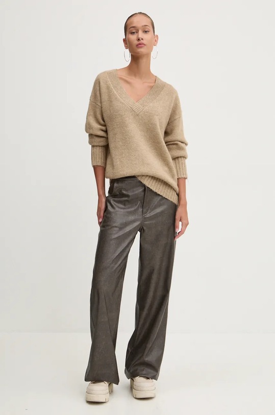 Superdry sweter z domieszką wełny W6110553A.B8M beżowy AW24