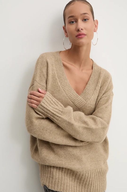 Superdry sweter z domieszką wełny W6110553A.B8M beżowy