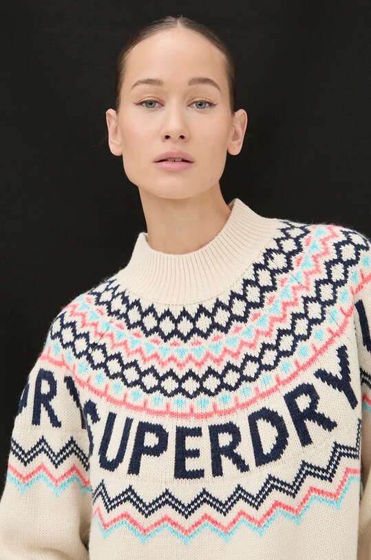 Superdry pulover din amestec de lana bej W6110555A.B9Q