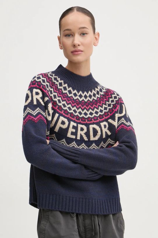 Superdry sweter z domieszką wełny granatowy W6110555A.B9R