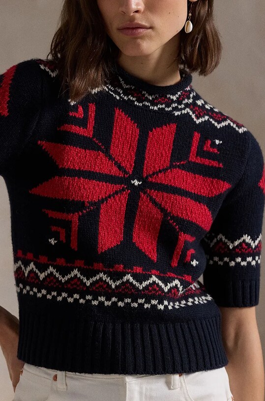 Вовняний светр Polo Ralph Lauren темно-синій 211947919