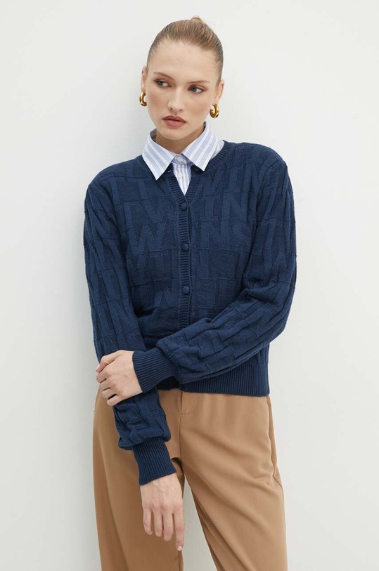 Twinset cardigan con aggiunta di cachemire misto lana violetto 242TP3602