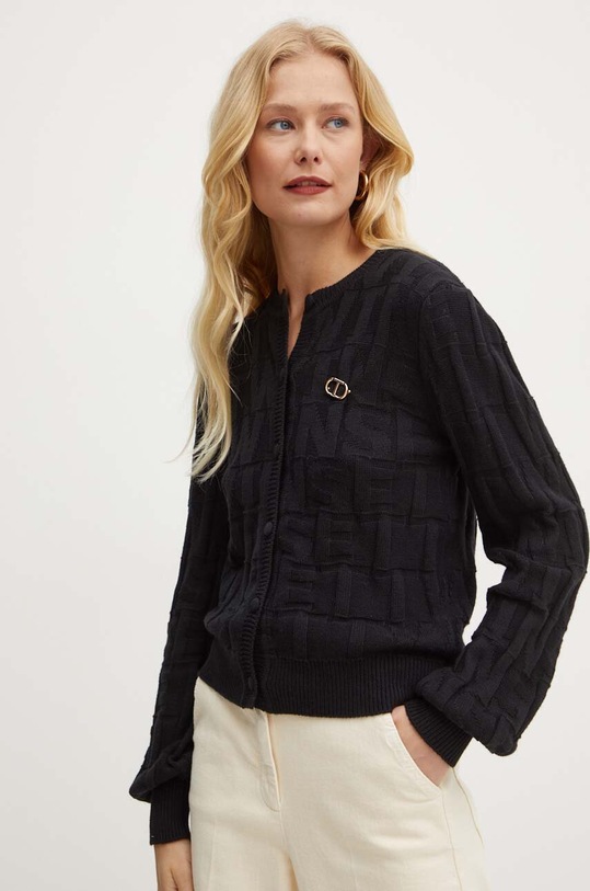 Twinset cardigan din amestec de casmir uni negru 242TP3602