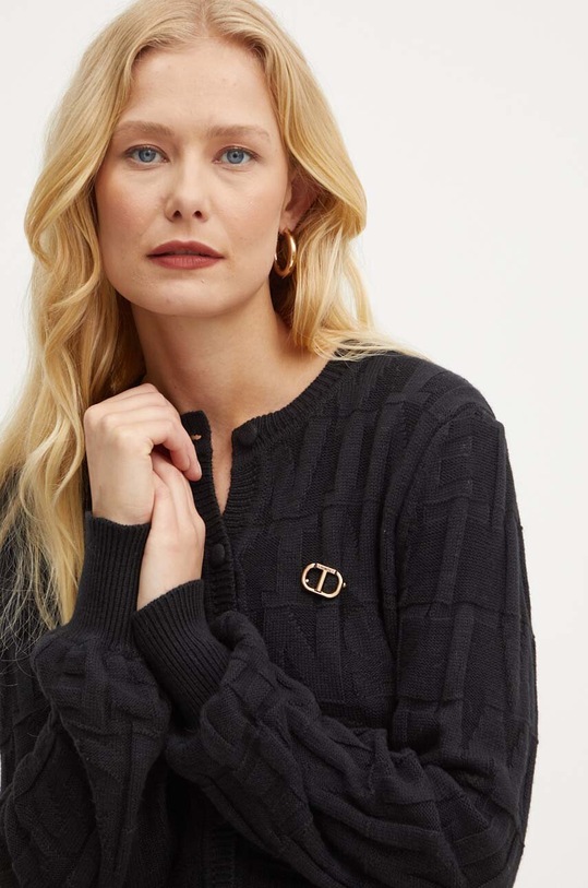 Twinset cardigan din amestec de casmir negru 242TP3602