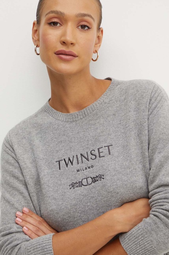 Πουλόβερ με προσθήκη μαλλιού Twinset γκρί 242TP3800