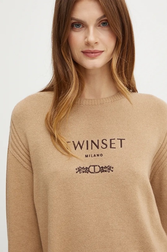 Twinset pulover din amestec de lana bej 242TP3800