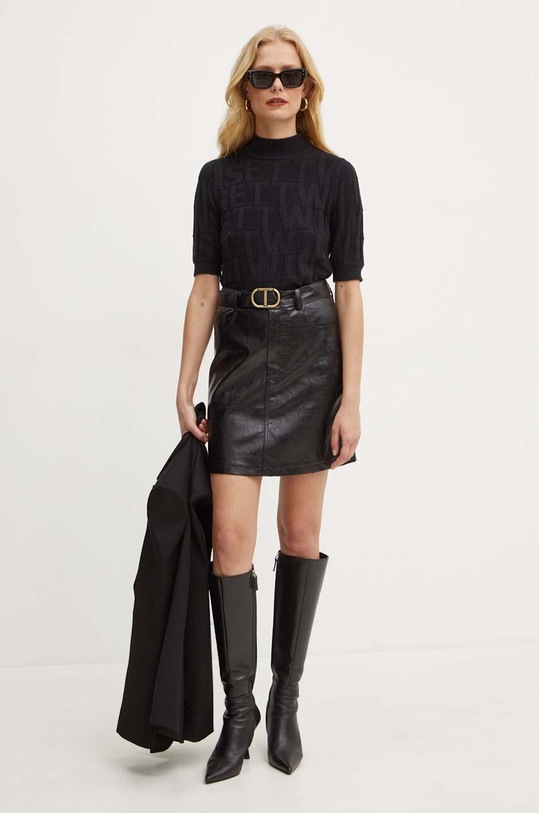 Svetr z vlněné směsi Twinset 242TP3600 černá AW24