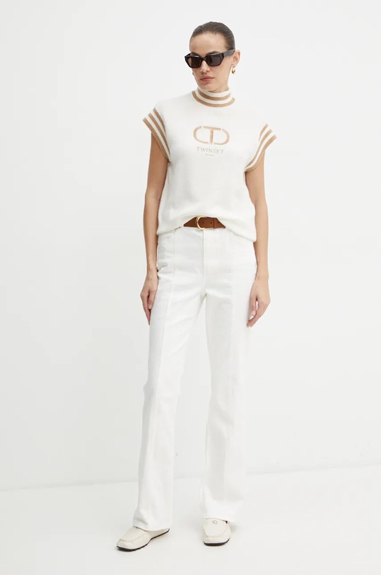 Vesta s příměsí vlny Twinset 242TP3373 béžová AW24