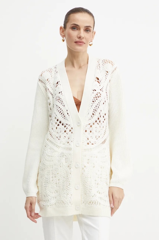 Twinset cardigan din lana uni bej 242TP3475