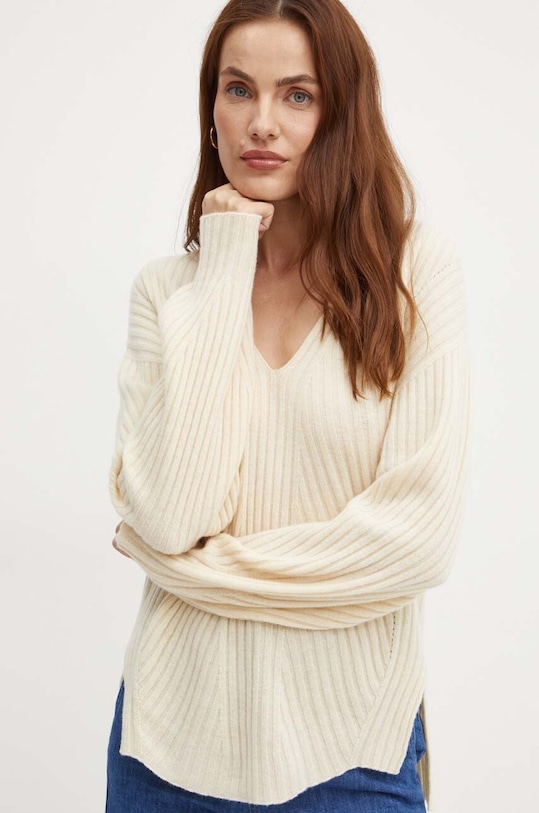 Twinset sweter wełniany beżowy 242TP3716