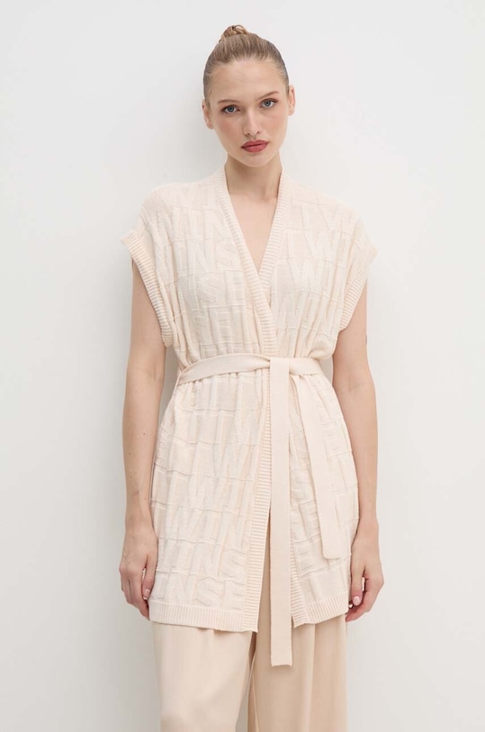 Twinset gilè con aggiunta di cashemire misto lana beige 242TP3603