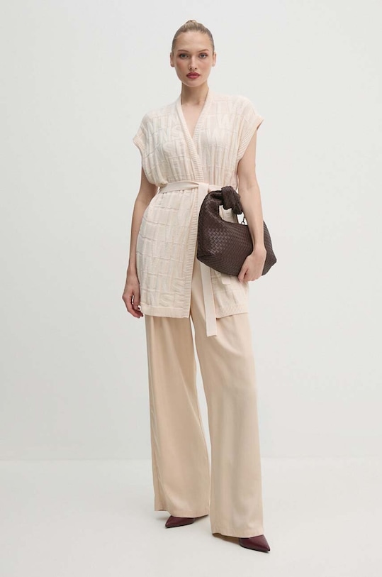 Twinset gilè con aggiunta di cashemire 242TP3603 beige AW24