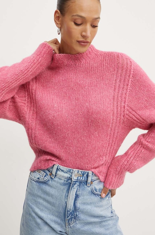 Sveter s prímesou vlny Twinset s prímesou vlny ružová 242AP3290