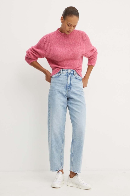 Sveter s prímesou vlny Twinset 242AP3290 ružová AW24