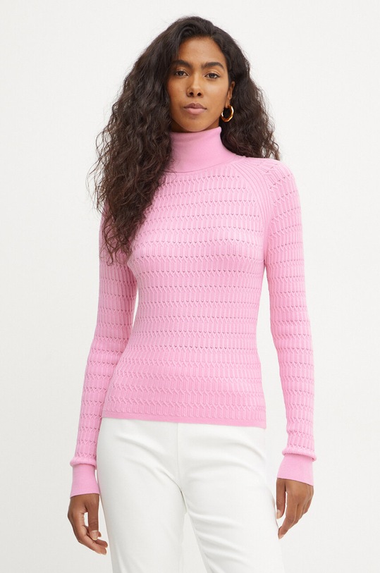 Twinset maglione scollo a collo alto rosa 242LI3EAA