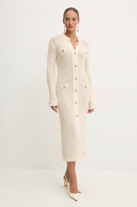 Twinset cardigan din amestec de lana imprimeu bej 242TP3772