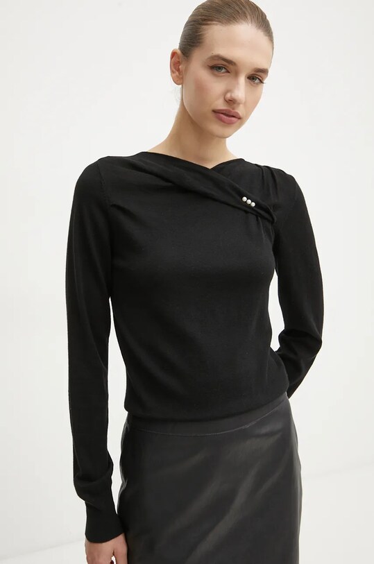 Svetr z vlněné směsi Twinset černá 242LL3ECC