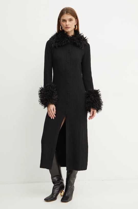 Kardigan s primjesom vune Twinset s dodatkom vune crna 242TT3430