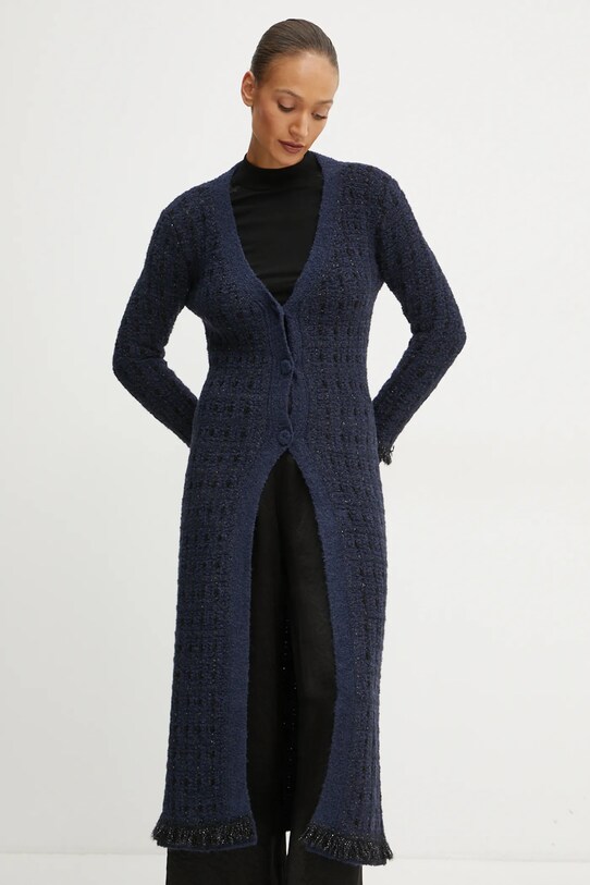 Twinset kardigan z domieszką wełny z domieszką wełny granatowy 242TT3590