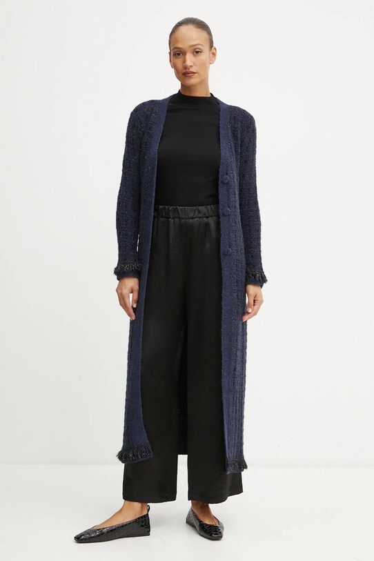 Twinset kardigan z domieszką wełny 242TT3590 granatowy AW24