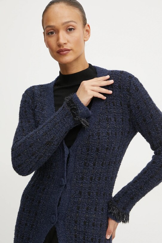 Twinset kardigan z domieszką wełny granatowy 242TT3590