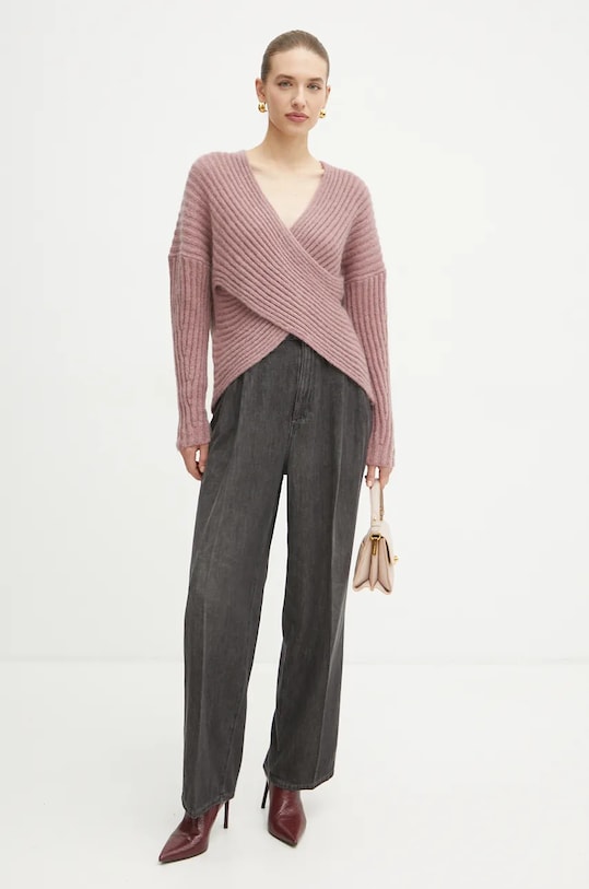 Twinset sweter wełniany 242TT3374 różowy AW24