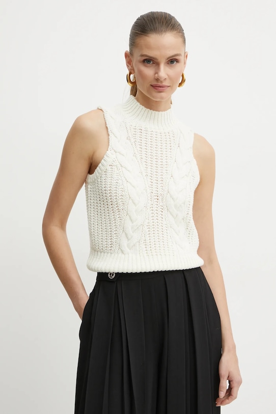 Vlnená vesta Twinset vlna béžová 242AT3180