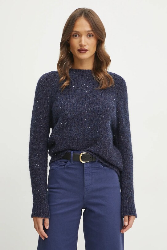 Marella pulover din amestec de mohair grosime medie bleumarin 2423366155200