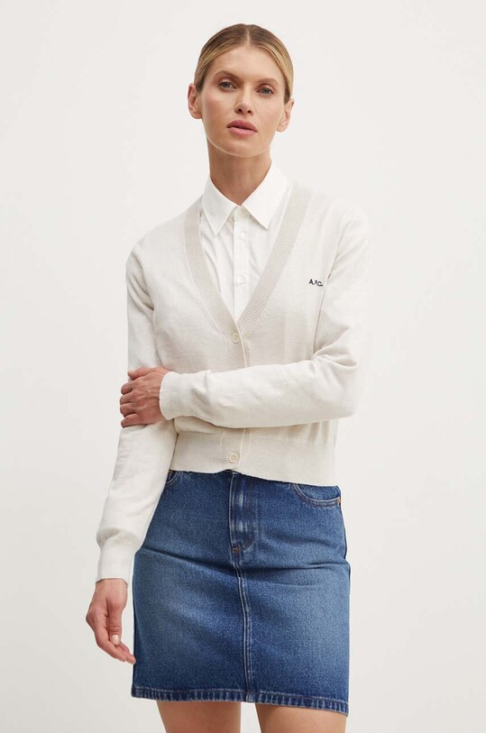 Бавовняний кардиган A.P.C. cardigan berenice бавовна бежевий COGDK.F22266